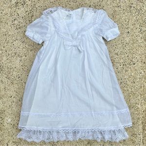 Vintage 80s Gunne Sax Jessica McClintock White Christening Collared Dress 6